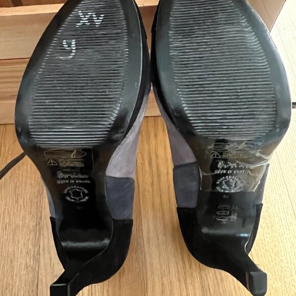 Boden Size 8 Black & Gray Suede Round Toe T-Strap Mary Jane High Heel Pumps Shoe - Picture 8 of 16